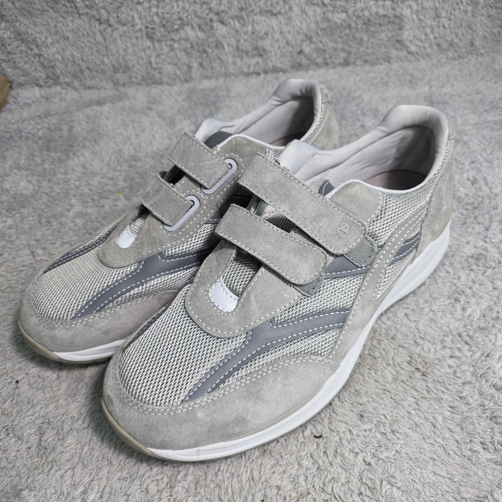 SAS J-V Mesh‎ Leather Walking Shoes Sneakers Gray Suede Hook Loop Mens 12 M NEW